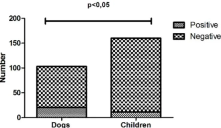 Table 1. Species identification of  Campylobacter spp. isolated  from feces of dogs, cats and children by multiplex PCR