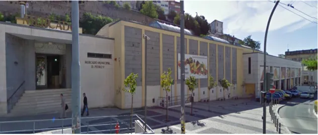Figura 2.8. Fachada Norte do Mercado Municipal virada para a Escola Jaime Cortesão (Google c, 2013)