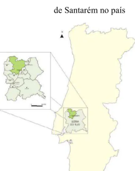 Figura 1 - Enquadramento do concelho  de Santarém no país 