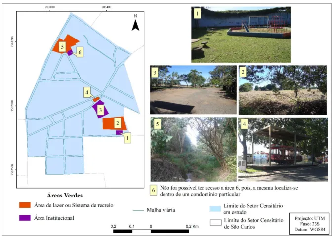 Figura 2.3 - Áreas verdes públicas correspondentes ao Setor Censitário Vila Nery. 