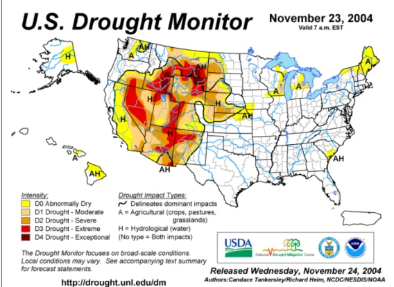 Figura 3.2 Visualização  on-line  do Drought Monitor em 23 de Novembro de 2004 