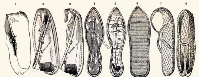 Figura 7 - History of Costume and Fashion (2013) Sandálias e sapatos encontrados no Egipto Antigo