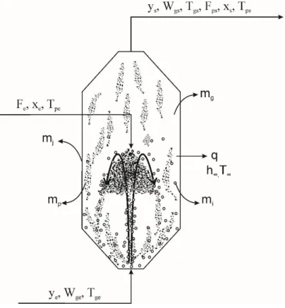 Figura 3. 7 - Visualização esquemática do leito de jorro. 