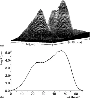 Figure 1 shows the result obtained for a deposition of five particles with different radii R 5 14,13,18,15,18
