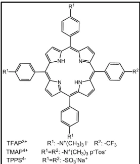 Figure 1.8 Molecular structures of porphyrins used by Cormick et al [73]. 