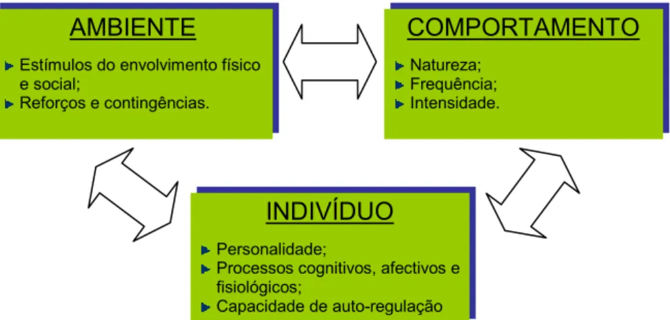 Figura 11 – Interacção recíproca entre factores pessoais, comportamento e ambiente 