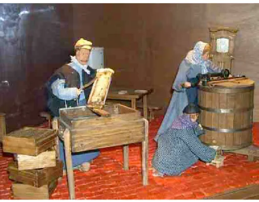 Figura 17 - Le Musée Vivant. Representação da prática apícola. (Fonte: &lt;http://www.museevivant.com/musee.html&gt;)