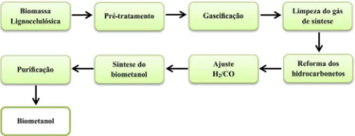 Figura 2. Esquema simplificado do processo de produção do biometanol