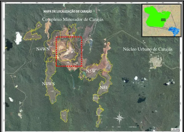 Figura 1.1: Localização das minas de ferro do Complexo Minerador de Carajás. 