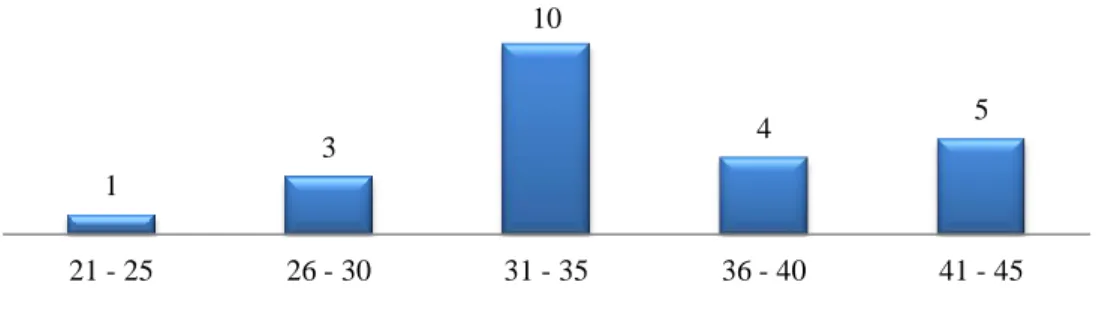 Gráfico 1: Idades dos Encarregados de Educação titulares de cada criança do grupo da sala G1 