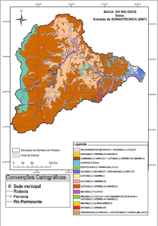 Figura 4.4  –  Mapa de solos da Bacia do Rio Doce. Fonte: Sondotécnica (2007). 