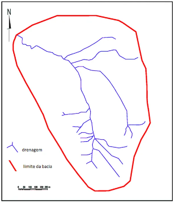 Figura 2.2  –  Mapa de drenagem da bacia do riacho Manoel Felix 