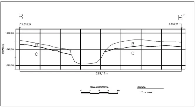 Figura  5.5  – Perfil  transversal  da  voçoroca.  Sua  localização  está  indicada  na  figura  5.5