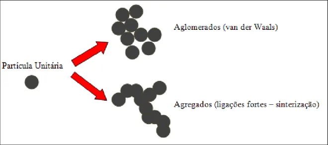 Figura 3.7 - Possíveis estados de materiais particulados e/ou nanoparticulados  [da autora] 