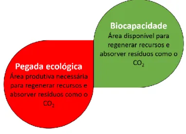Figura 2- Definições de biocapacidade e pegada ecológica. Adaptado de [URL 3] 