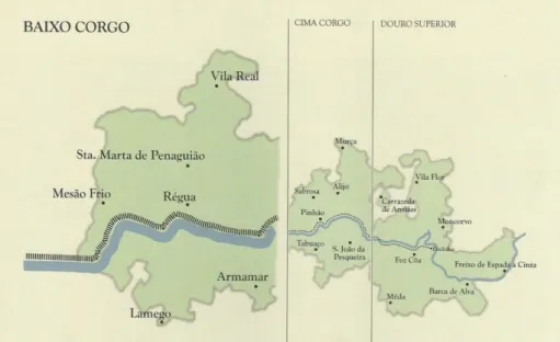Ilustração 1 - Mapa das sub-regiões do Douro 