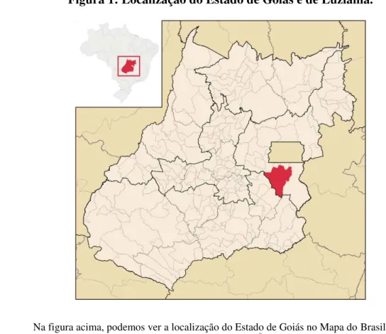 Figura 1: Localização do Estado de Goiás e de Luziânia. 