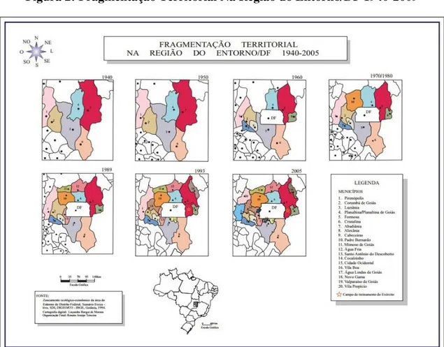 Figura 2: Fragmentação Territorial Na Região do Entorno/DF 1940-2009 