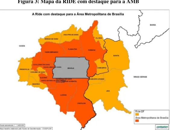 Figura 3: Mapa da RIDE com destaque para a AMB 