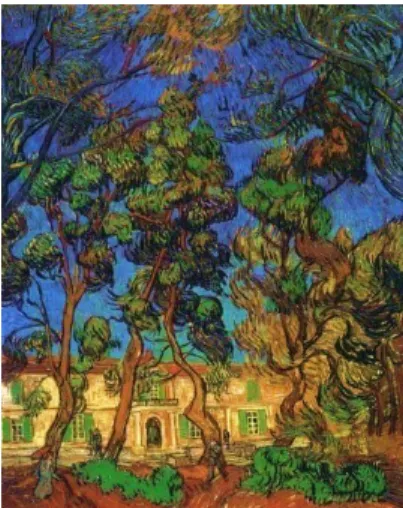 Figura 14: Árvores no jardim do  hospital de Paul,  Saint-Rémy, outubro  –  1889, 90,2x73,3