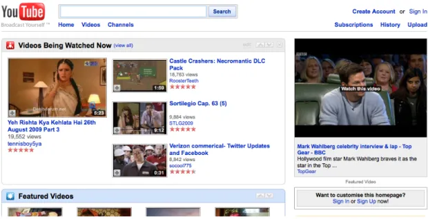 Figura 5 ‐ Layout YouTube Novembro 2007 