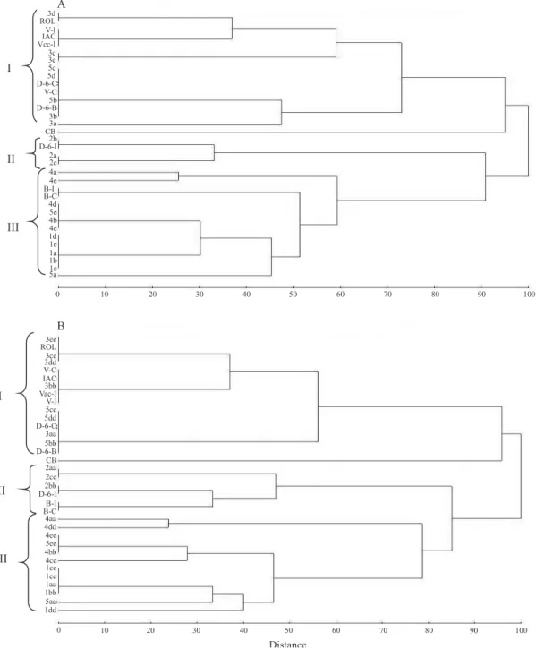 Figure 2. Grouping of CTV isolates from different clones of 'Pêra' sweet orange, determined by SSCP  of the coat protein gene