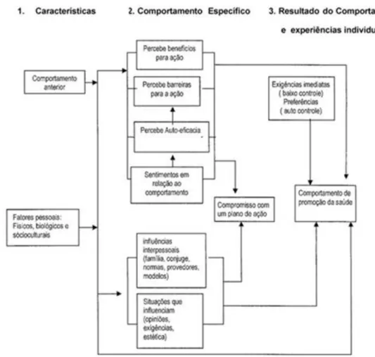 Figura 2: Diagrama do Modelo de Promoção da Saúde de Nola Pender  Fonte: Vitor, Lopes &amp; Ximens (2005) 