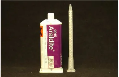 Figure 10 Araldite 2015 with the tube for application of the adhesive 