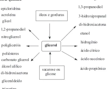 Figura 10. Produtos que podem ser produzidos a partir de glicerol através 
