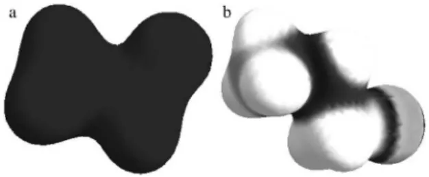 Figura 7. Orientação espacial dos orbitais na S N 2: a) orbital HOMO do íon  etóxido; b) orbital LUMO do 1-cloropropano