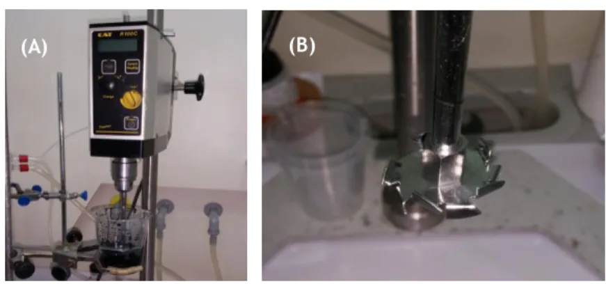 Figure 13  - (A ) Mechanical  stirrer and (B) Dispersing homogenizer  blade. 
