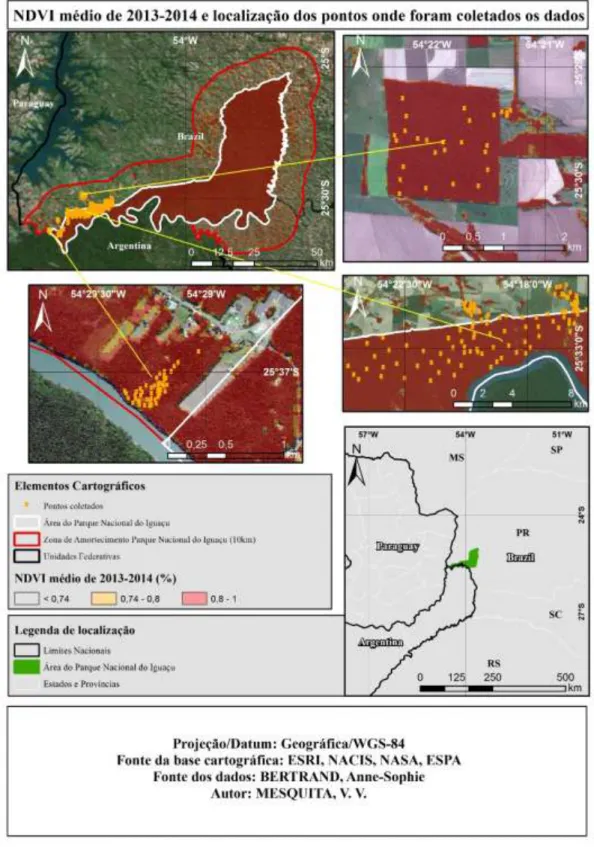 Figure 1. Iguaçu National Park location in south western Brazil and sampling effort (yellow dots are sampling stations)