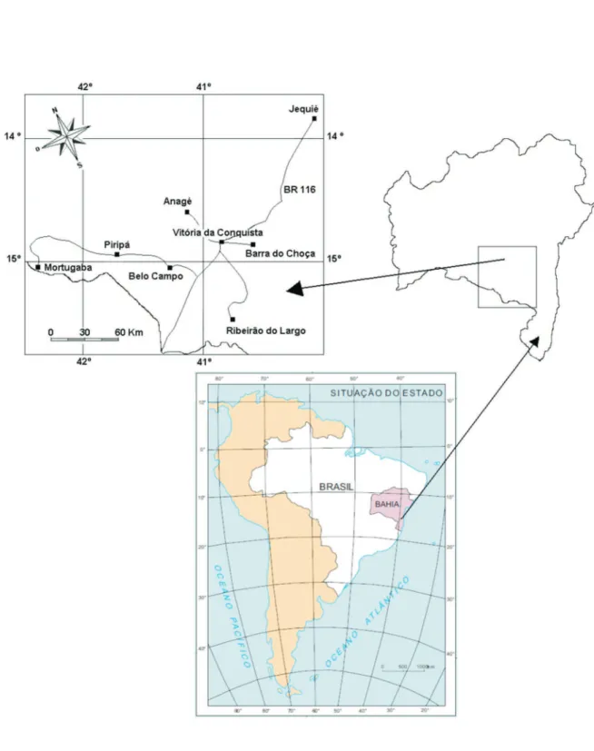 Figura 1S. Mapa dos locais de coleta das amostras de méis