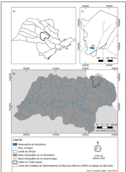Figura 4. Mapa indicando a localização do Reservatório  do Monjolinho no Estado de São Paulo