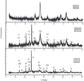 Figura 5. Isotermas de adsorção de Zn 2+ , Cd 2+  e Pb 2+ sobre o compósito ZM2  (T= 25 ± 2  o C)