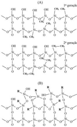 Figura 2. Representação esquemática e micrograia de uma partícula de sílica  supericialmente porosa e ampliação da área destacada que corresponde à  camada porosa