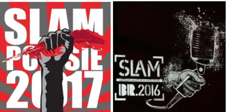 Figura 1.2. Imagens principais das páginas da rede social Facebook referentes à Copa Mundial de Slams  (esquerda) e do SLAM BR (direita)