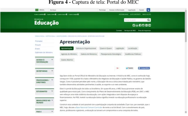 Figura 4 - Captura de tela: Portal do MEC 