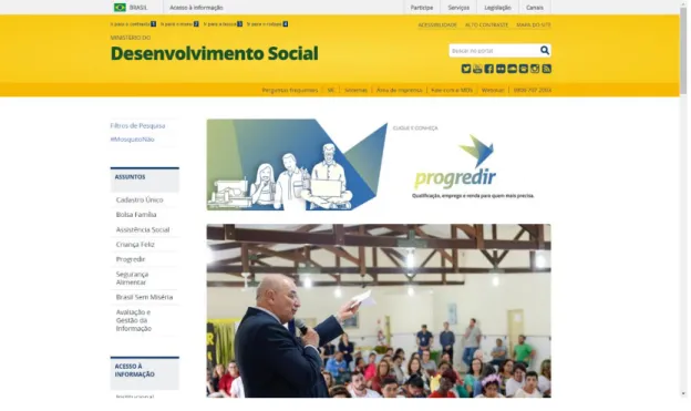 Figura 11 - Captura de tela: Portal do Ministério do Desenvolvimento e da Assistência Social 
