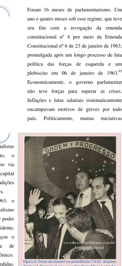 Figura 6: Posse de Goulart na presidência 7-9-61. Arquivo  Nacional. Disponível em: www.brasilrepublicano.com.br Figura 5: Campanha pelo 
