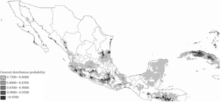 Figure 1. Estimated general distribution of physic nut in Mexico.