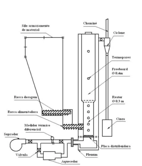 Figura 1S. Esquema do reator de leito fluidizado