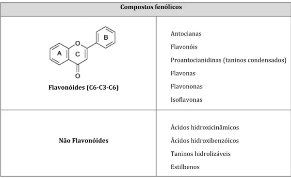 Tabela 4: Classificação dos compostos fenólicos