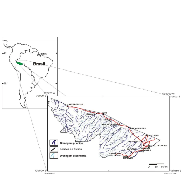 Figura 1S. Mapa de amostragem nas duas áreas de coleta: SELAC01 e SELAC02, região Oriental do Estado do Acre