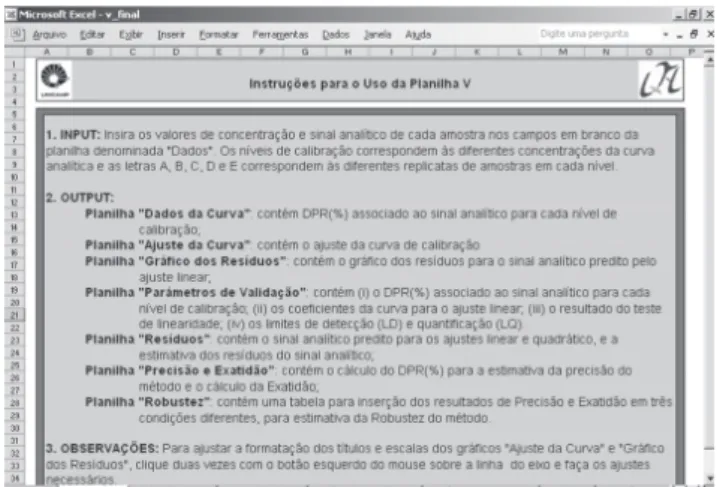 Figura 5. Planilha Instruções