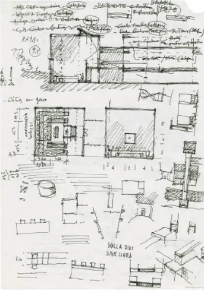 Figura 11 – Esquissos da Sala de  Desenho, Escola de Arquitectura da  Universidade do Minho (Portugal), de  Fernando Távora