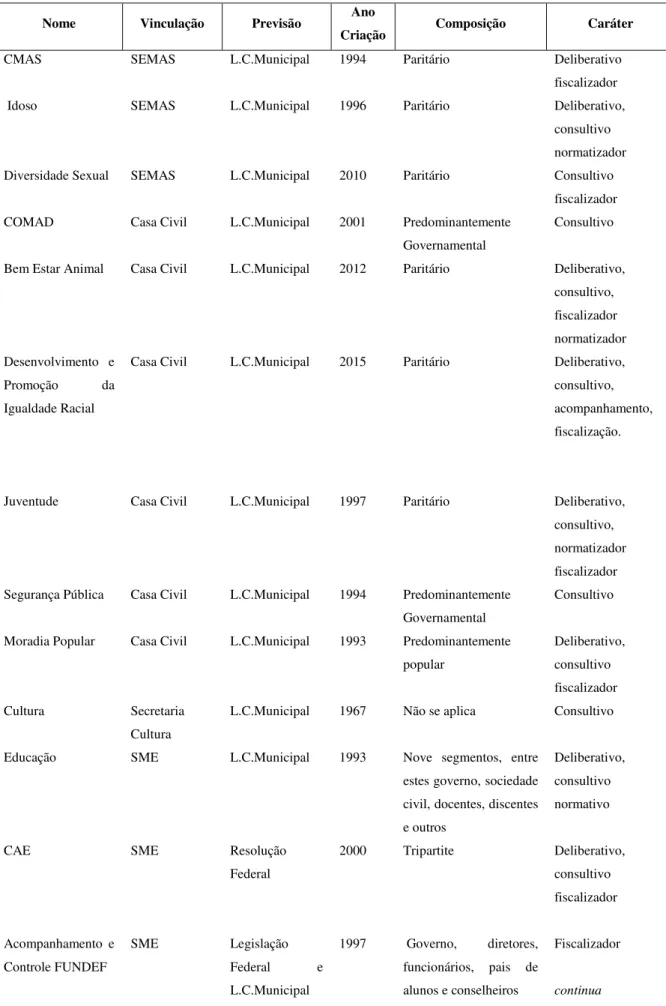 Tabela 8  –  Conselhos Municipais de Ribeirão Preto. (continuação) 