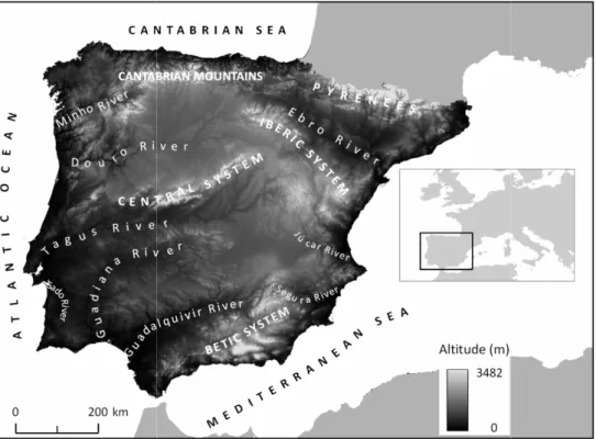 Figure 1 – General physiography of the Iberian Peninsula. 