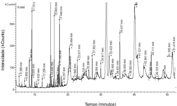 Figura 2S. Cromatograma obtido para o extrato de alecrim do Paraná pela análise de CG-EM