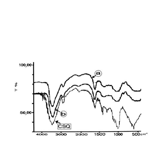 Figura 1S. Espectro no infravermelho de quefirano (a), polissacarídio LM-17 (b) e CSQ